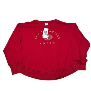NFL Team Apparel 49ers Sweatshirt Womens Large Crew‎ Neck Pullover Red Gold NEW